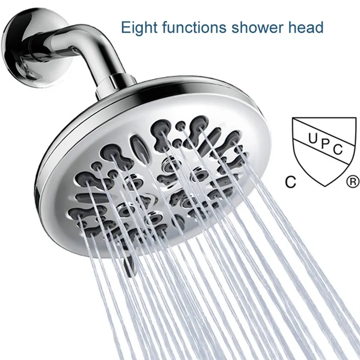 Overhead Wall Mount Shower Head With Showerhead Swivel Metal Ball Connector Polished Chrome