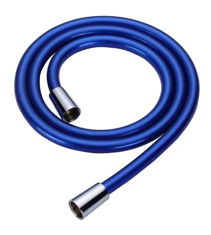 Műanyag PVC zuhany vízvezeték tömlő fényes kék szín